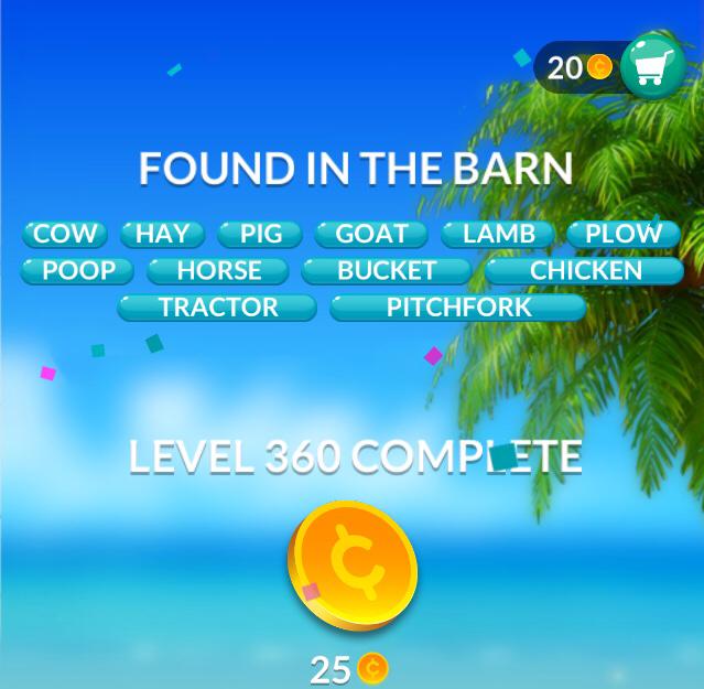 Word Stacks Level 360 Found in The Barn Answers