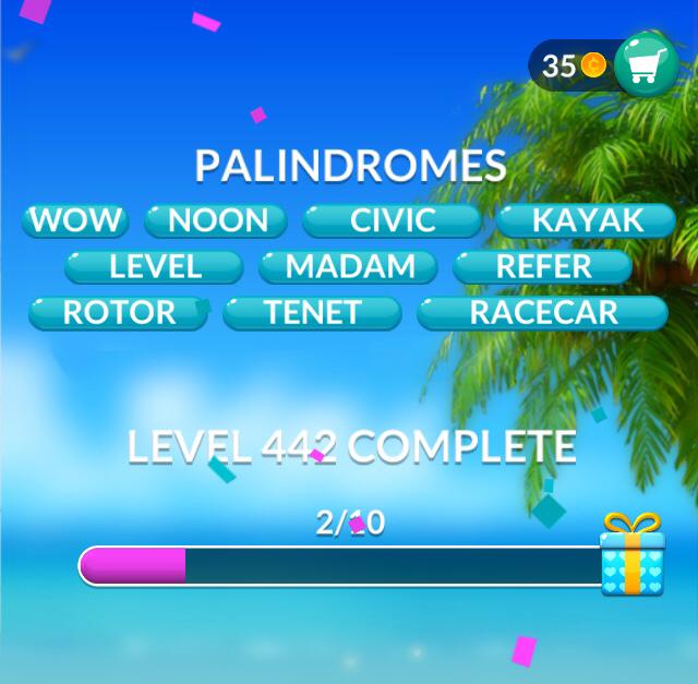 Word Stacks Level 442 Palindromes Answers