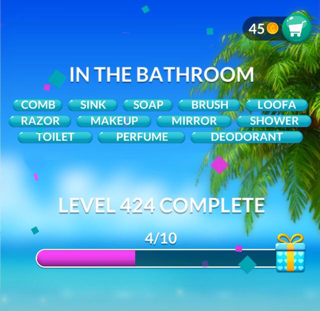 Word Stacks Level 424 In the bathroom Answers