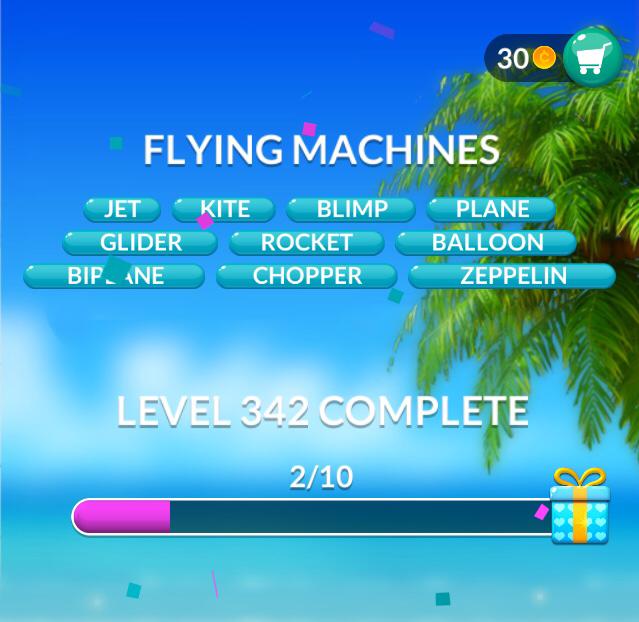 Word Stacks Level 342 Flying machines Answers