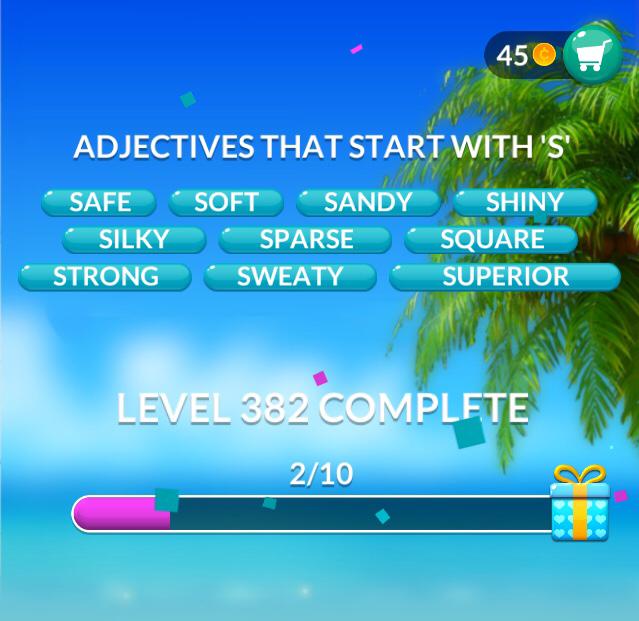 Word Stacks Level 382 Adjectives that start with S Answers