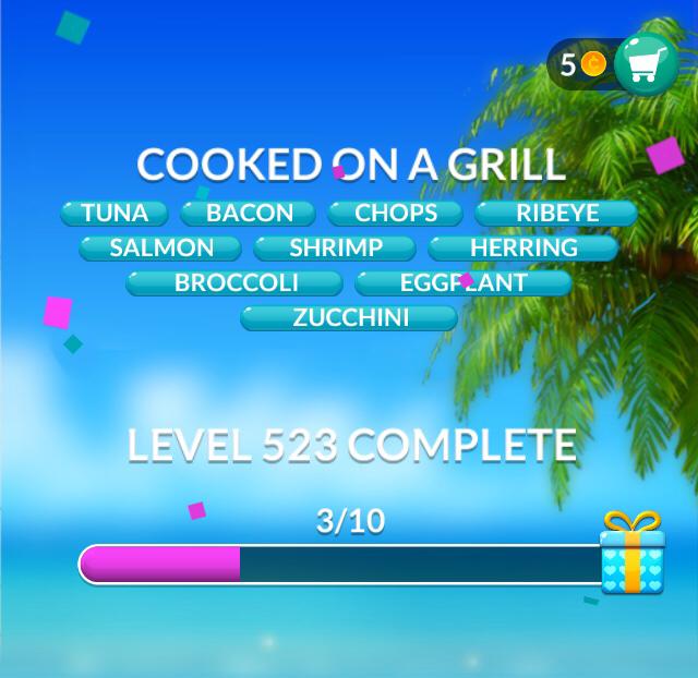 Word Stacks Level 523 Cooked on a grill Answers