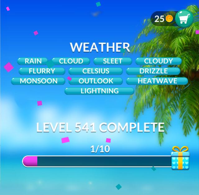 Word Stacks Level 541 Weather Answers
