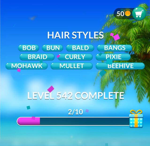 Word Stacks Level 542 Hair styles Answers