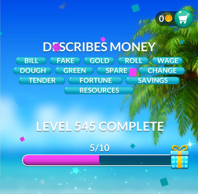 Word Stacks Level 545 Describes money Answers