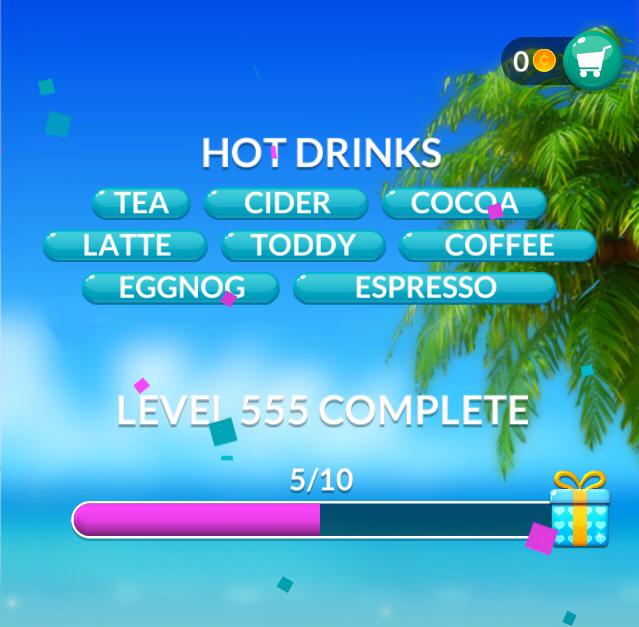 Word Stacks Level 555 Hot drinks Answers