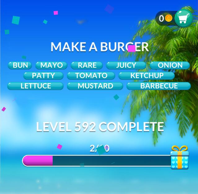 Word Stacks Level 592 Make a burger Answers