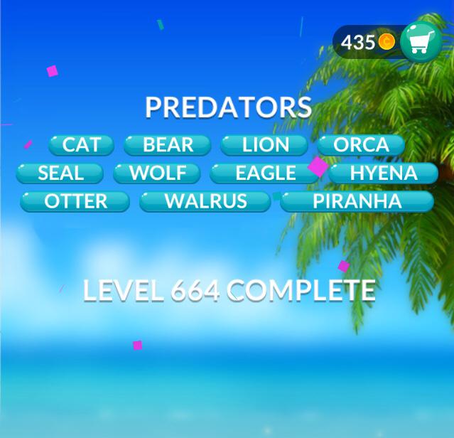 Word Stacks Level 664 Predators Answers