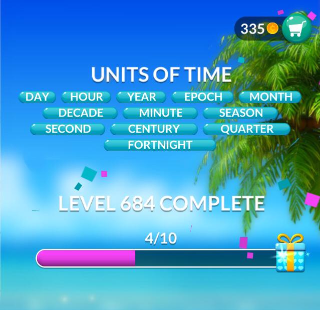 Word Stacks Level 684 Units of time Answers