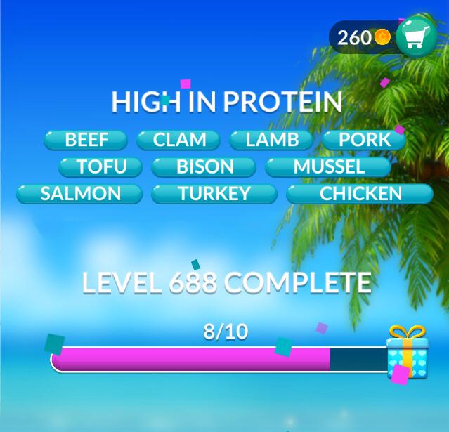 Word Stacks Level 688 High in protein Answers