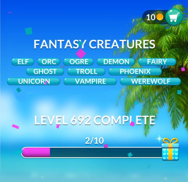 Word Stacks Level 692 Fantasy creatures Answers