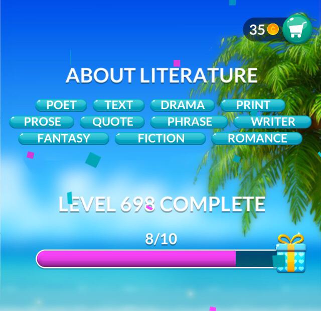 Word Stacks Level 698 About literature Answers