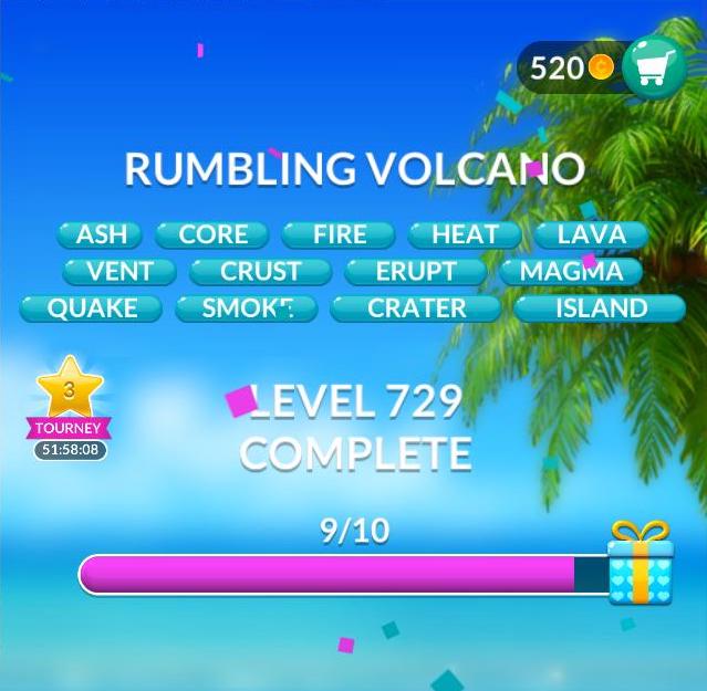 Word Stacks Level 729 Rumbling volcano Answers