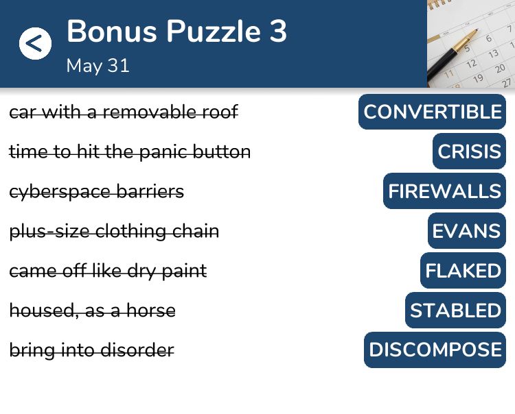 7 Little Words Bonus 3 May 31 2023 Qunb