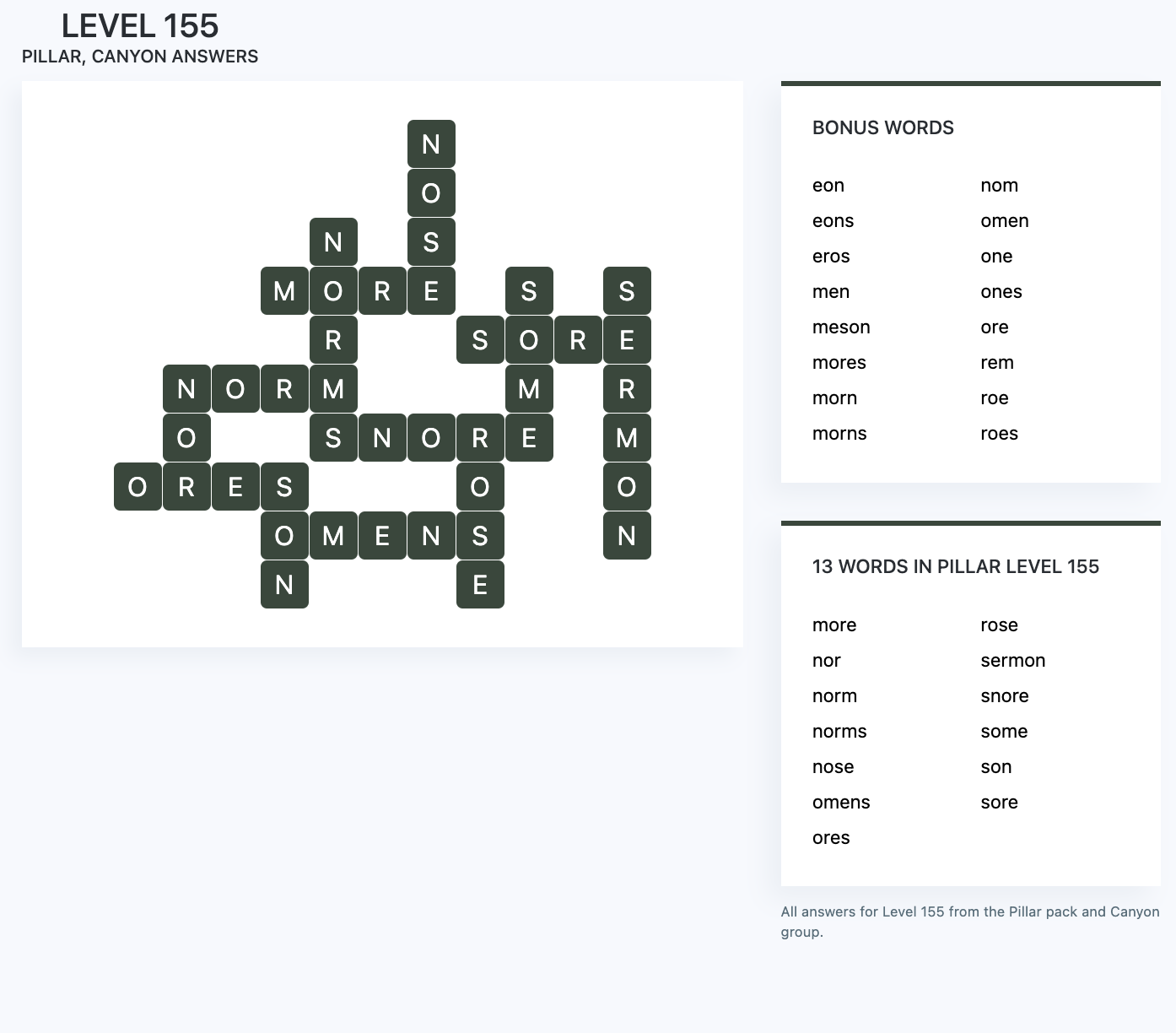 Wordscapes Level 155 Answers & Bonus Words