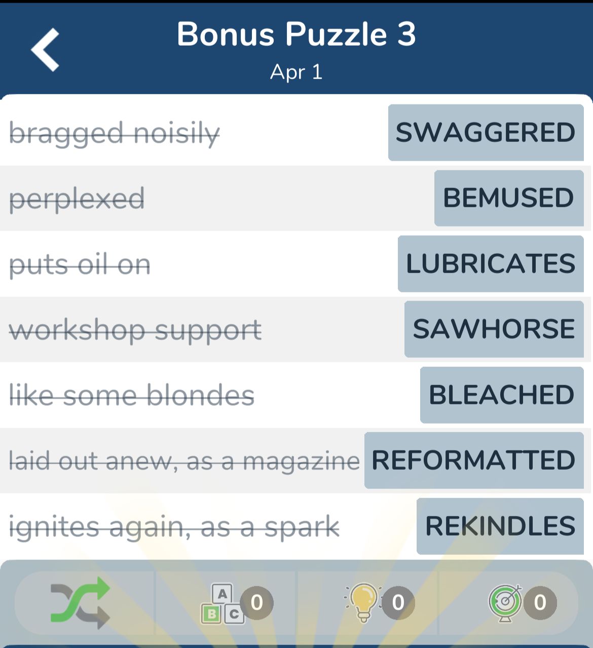 7 Little Words April 1 2024 Bonus 3