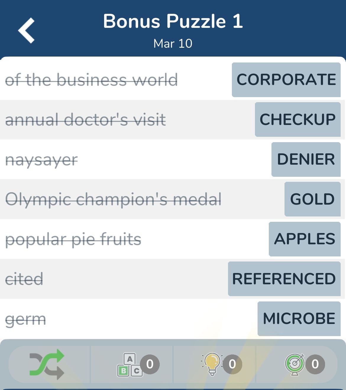 7 Little Words March 10 2024 Bonus 1