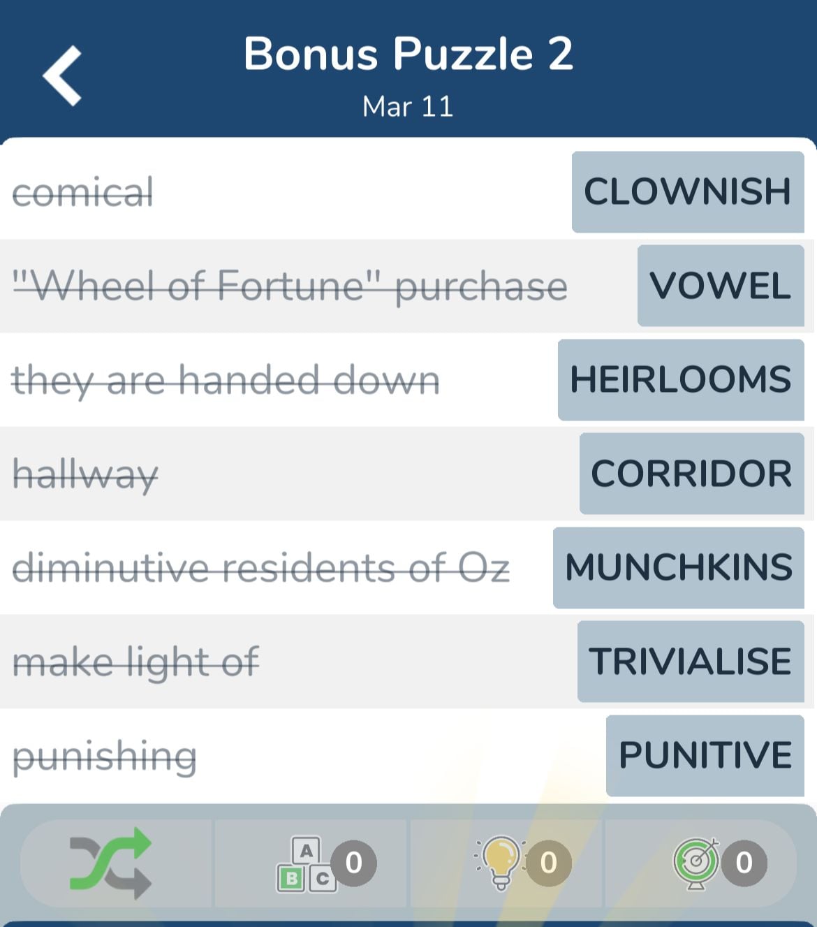 7 Little Words March 11 2024 Bonus 2