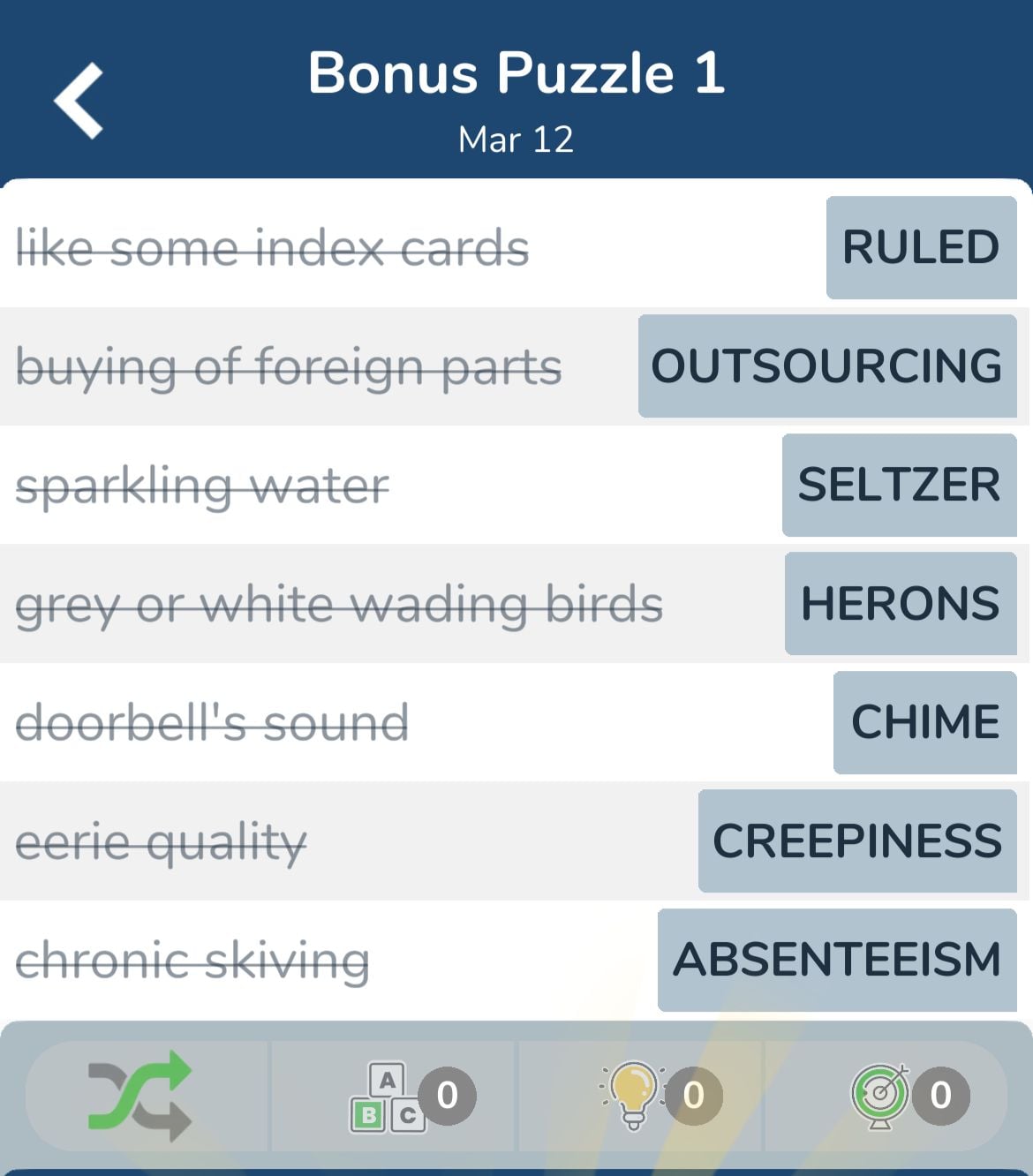 7 Little Words March 12 2024 Bonus 1