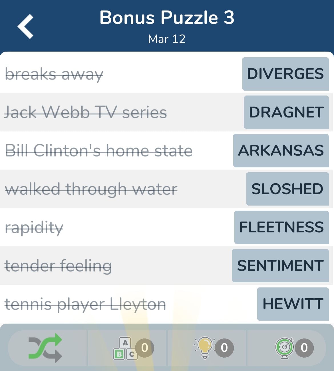 7 Little Words March 12 2024 Bonus 3
