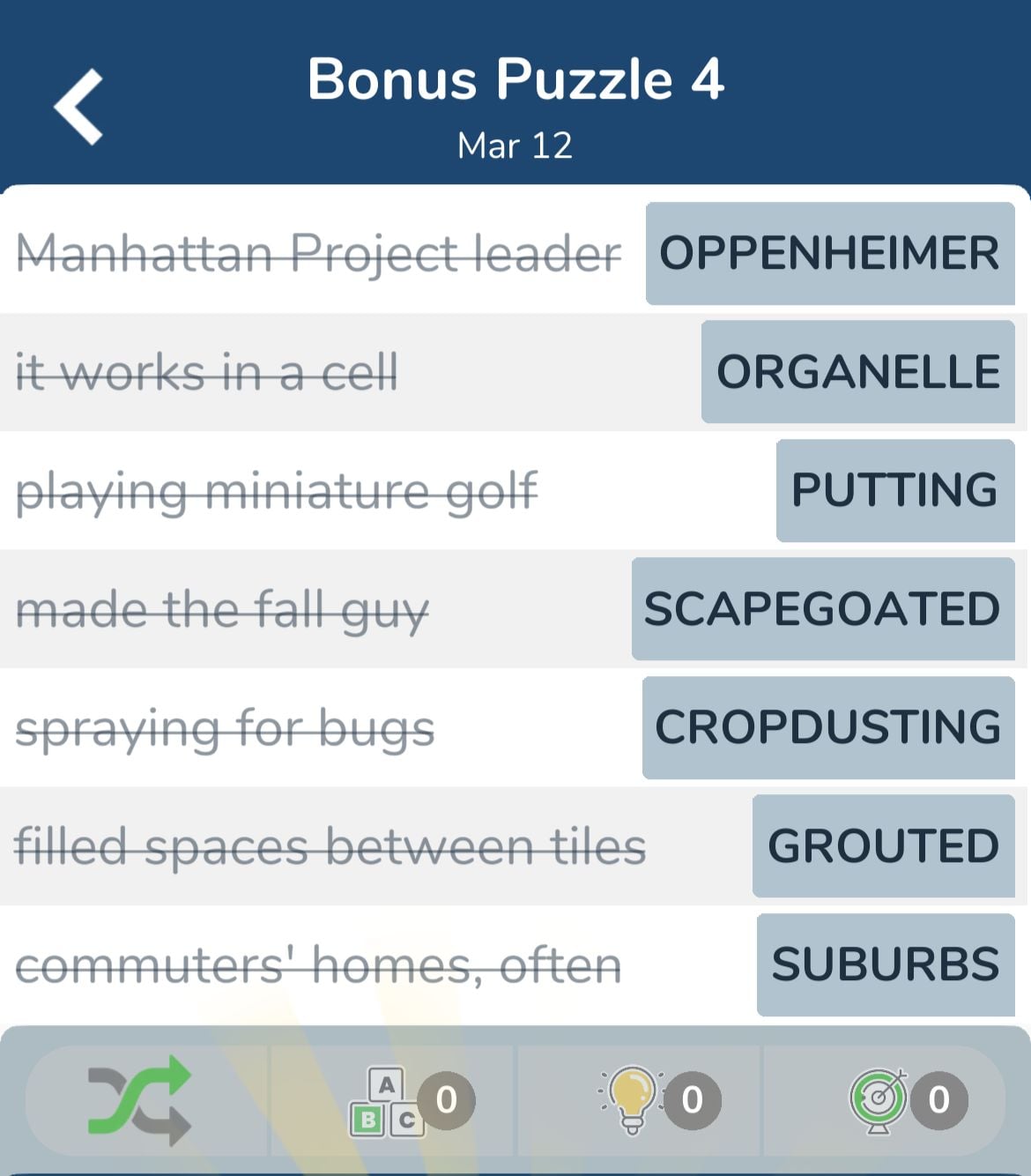 7 Little Words March 12 2024 Bonus 4