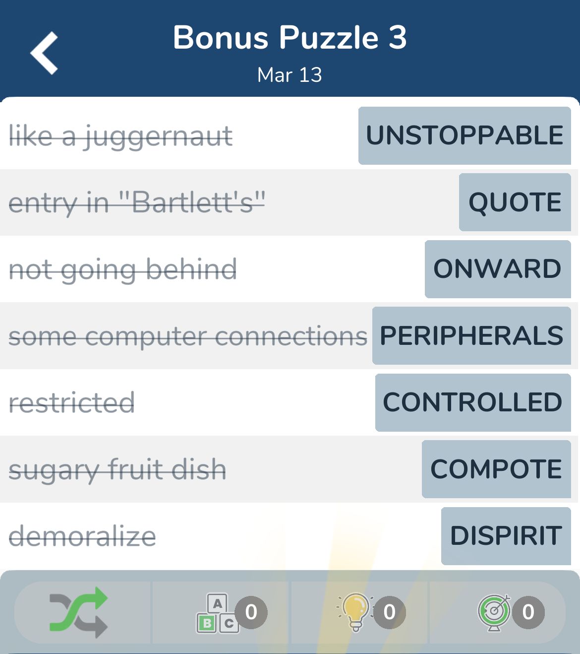 7 Little Words March 13 2024 Bonus 3