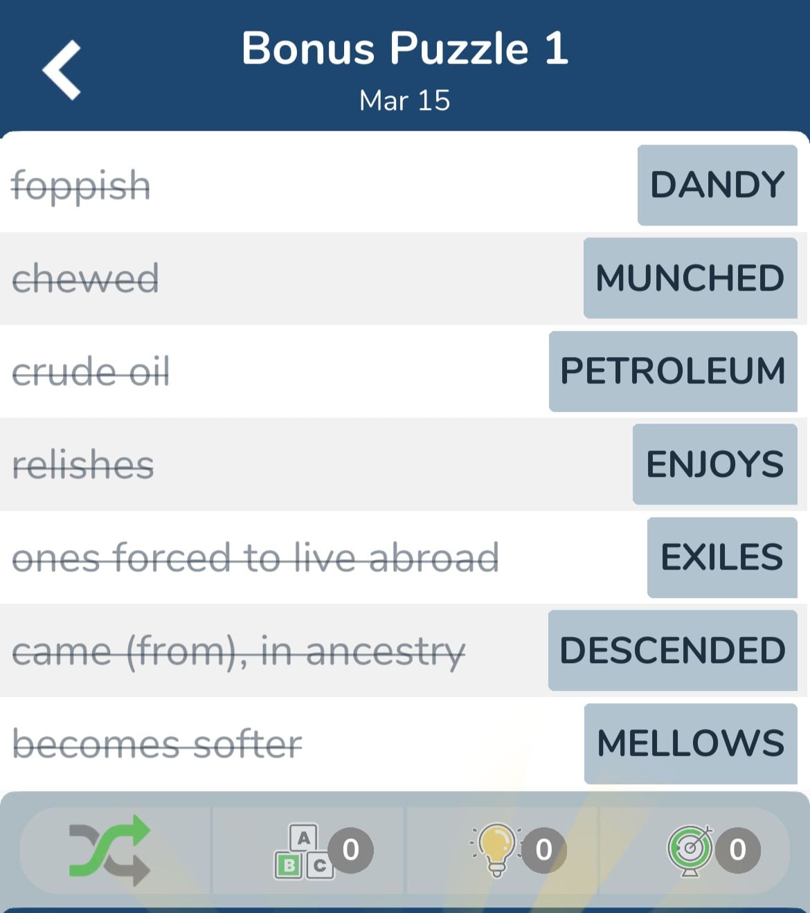 7 Little Words March 15 2024 Bonus 1