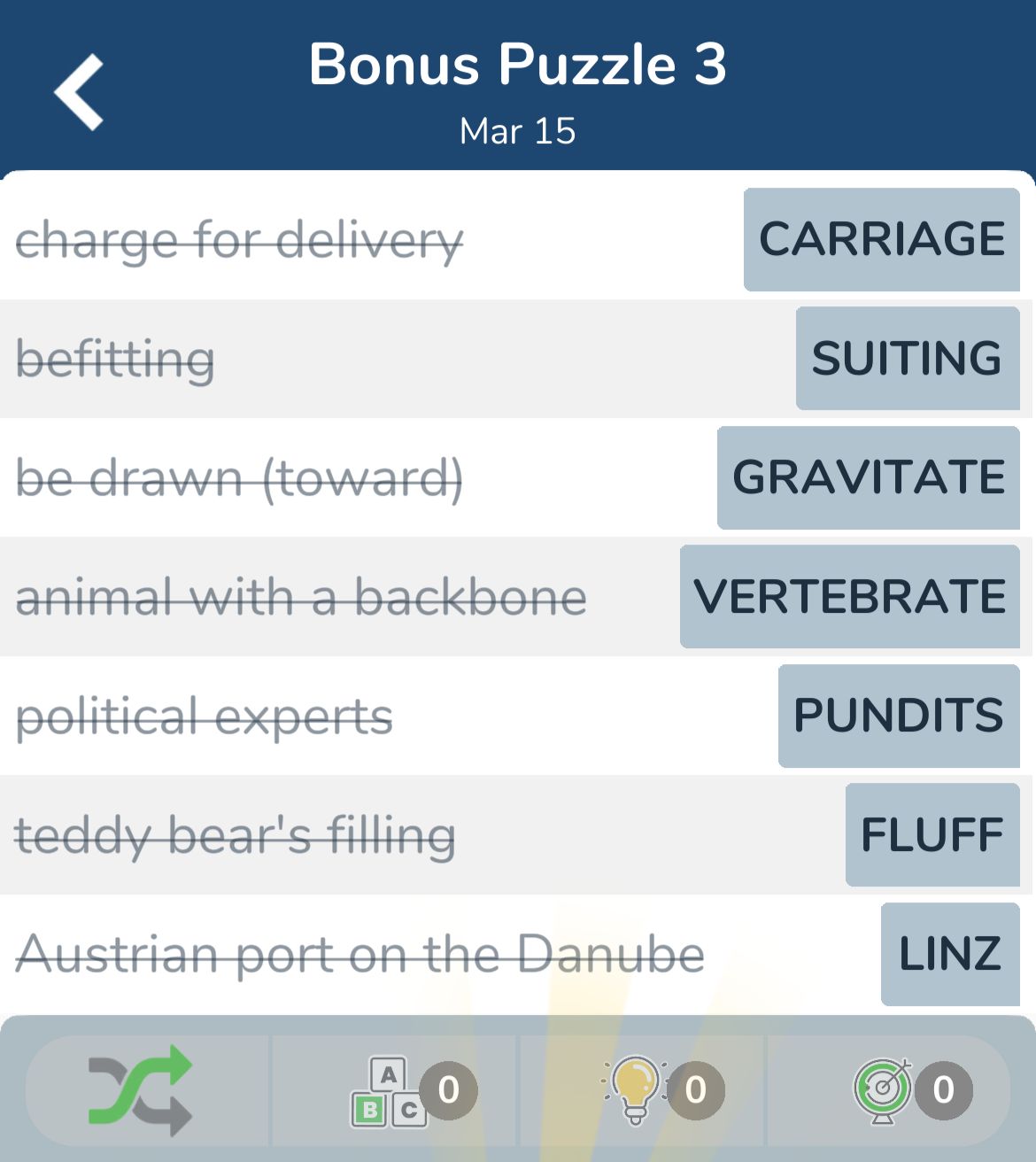 7 Little Words March 15 2024 Bonus 3