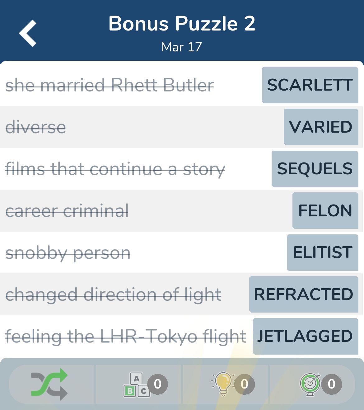 7 Little Words March 17 2024 Bonus 2
