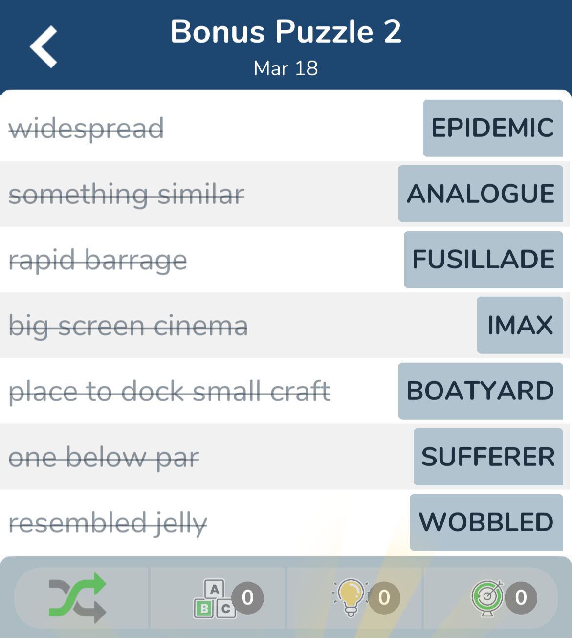 7 Little Words March 18 2024 Bonus 2