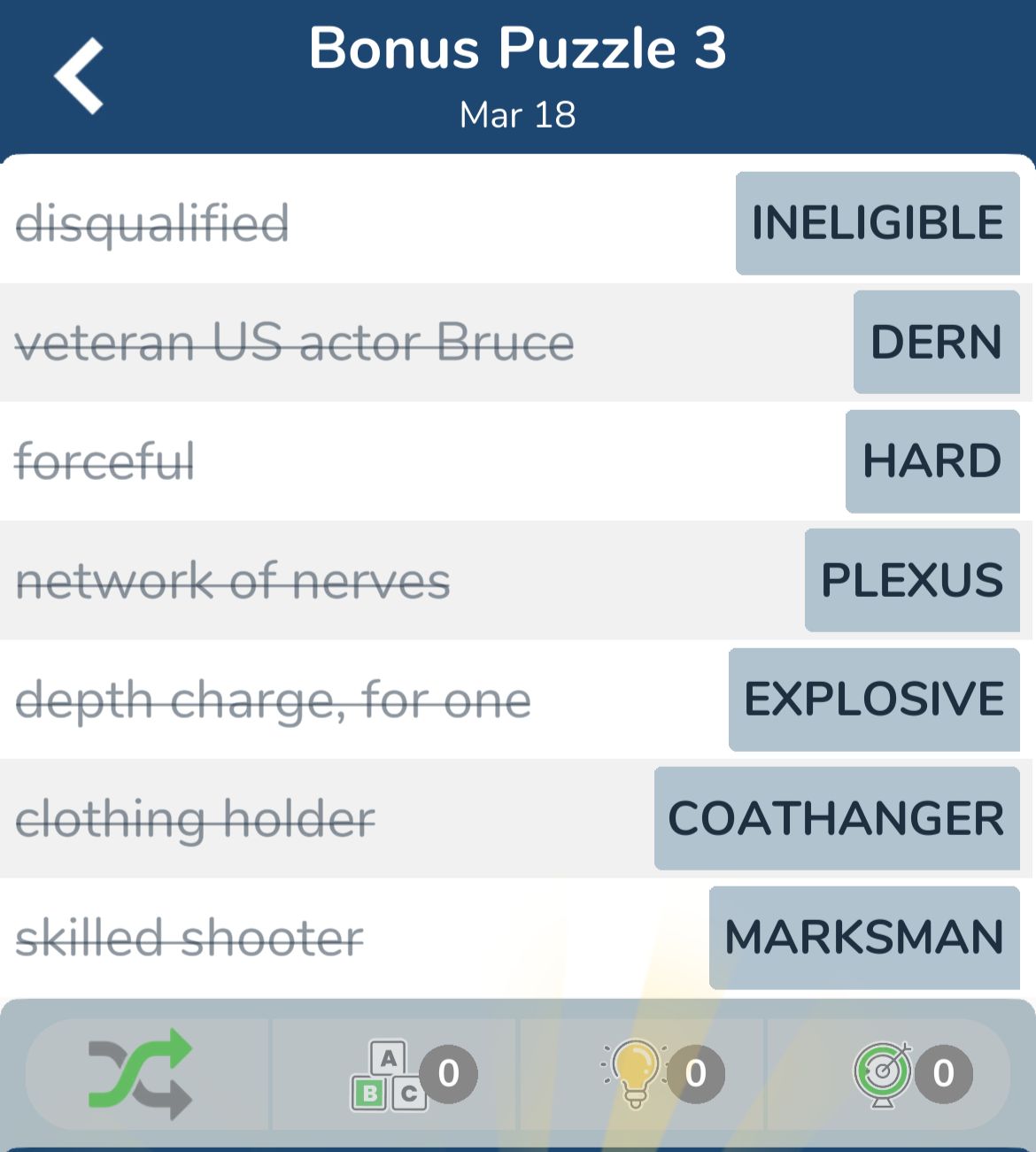 7 Little Words March 18 2024 Bonus 3