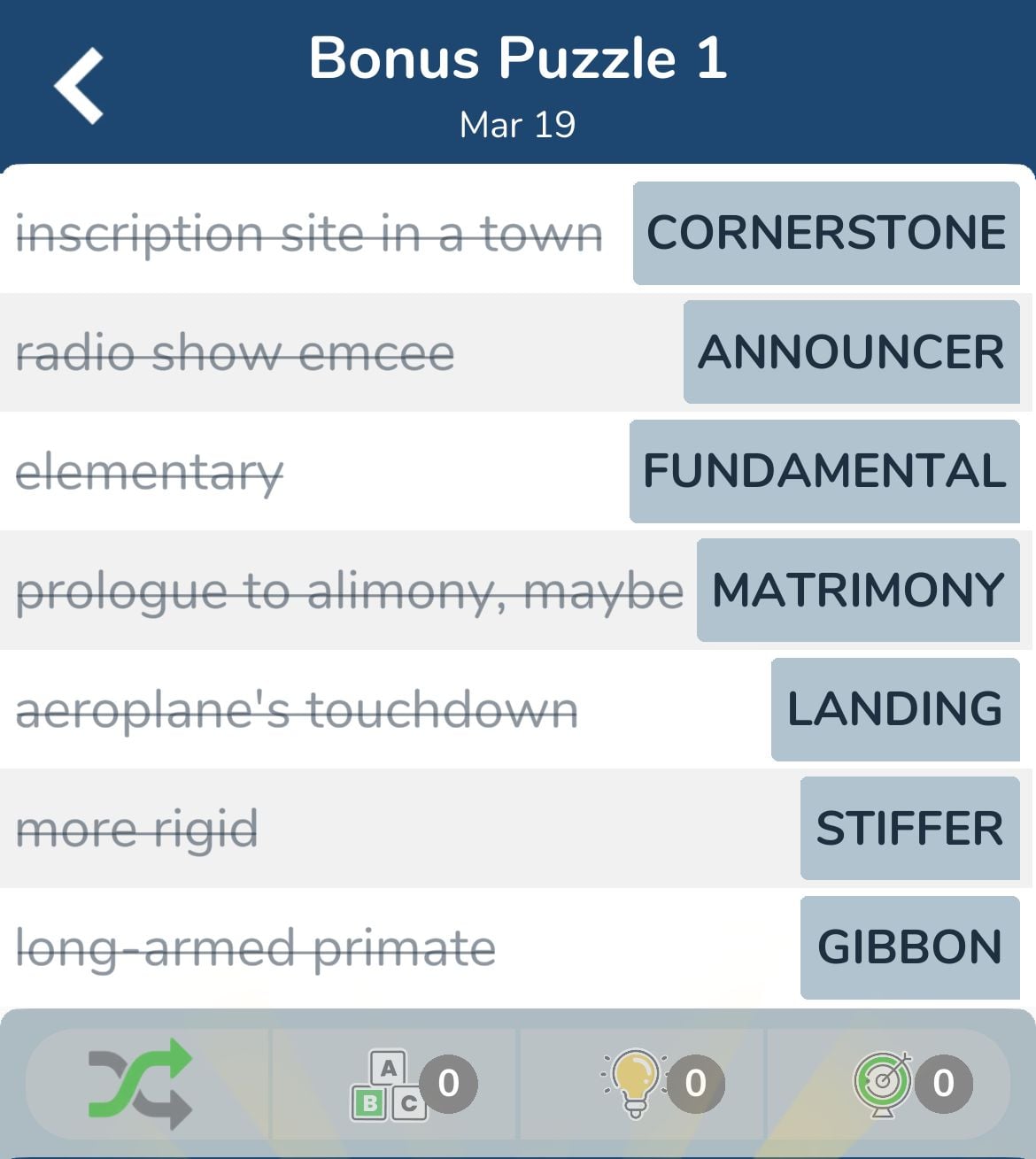 7 Little Words March 19 2024 Bonus 1