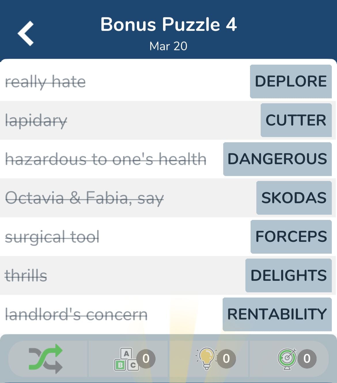 7 Little Words March 20 2024 Bonus 4