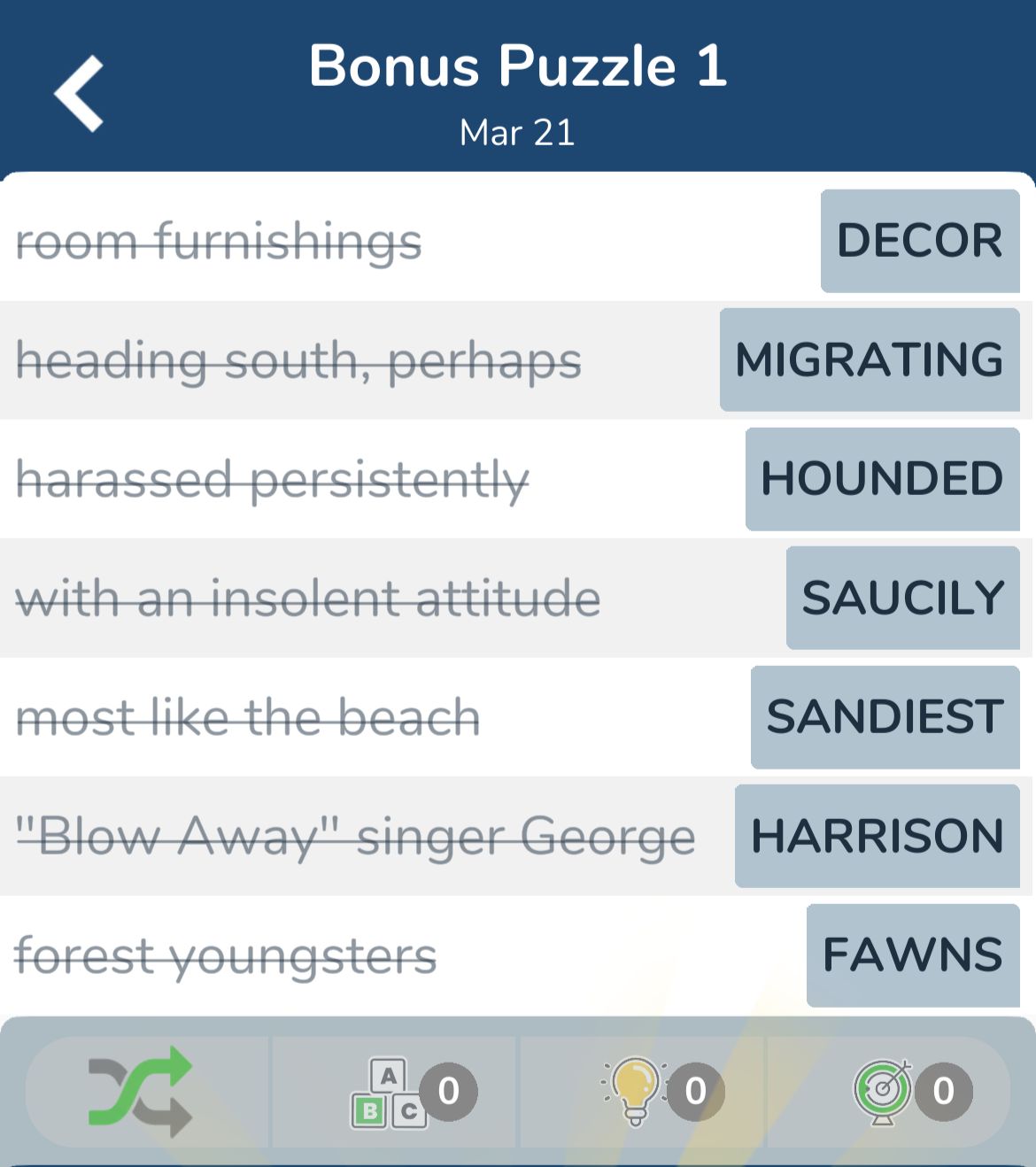 7 Little Words March 21 2024 Bonus 1