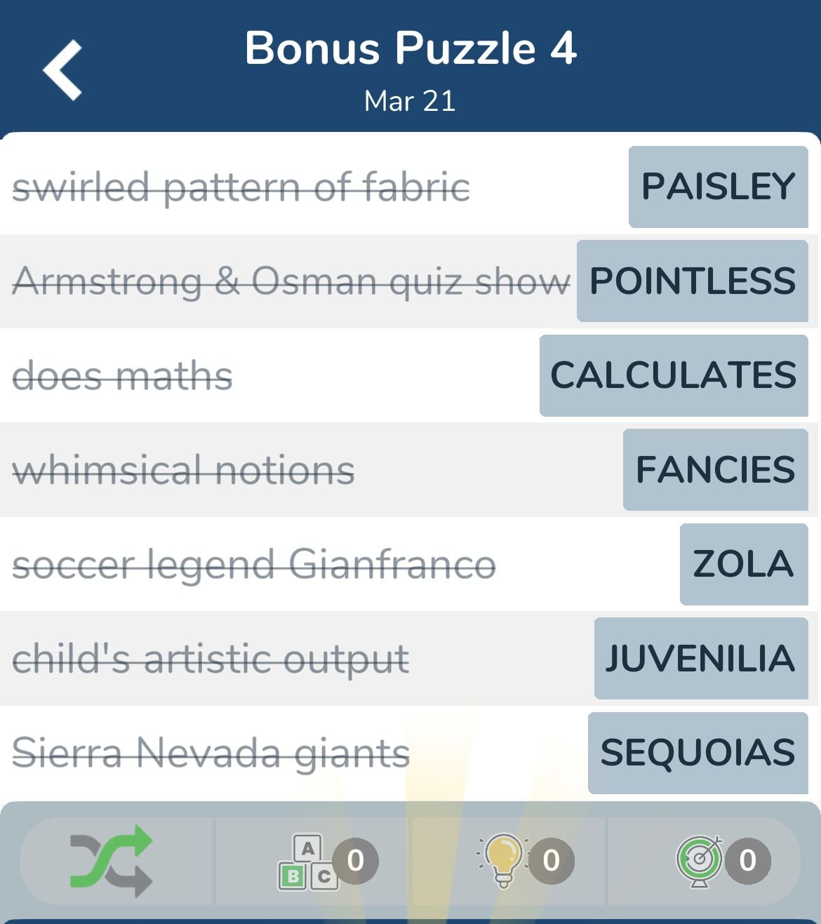 7 Little Words March 21 2024 Bonus 4