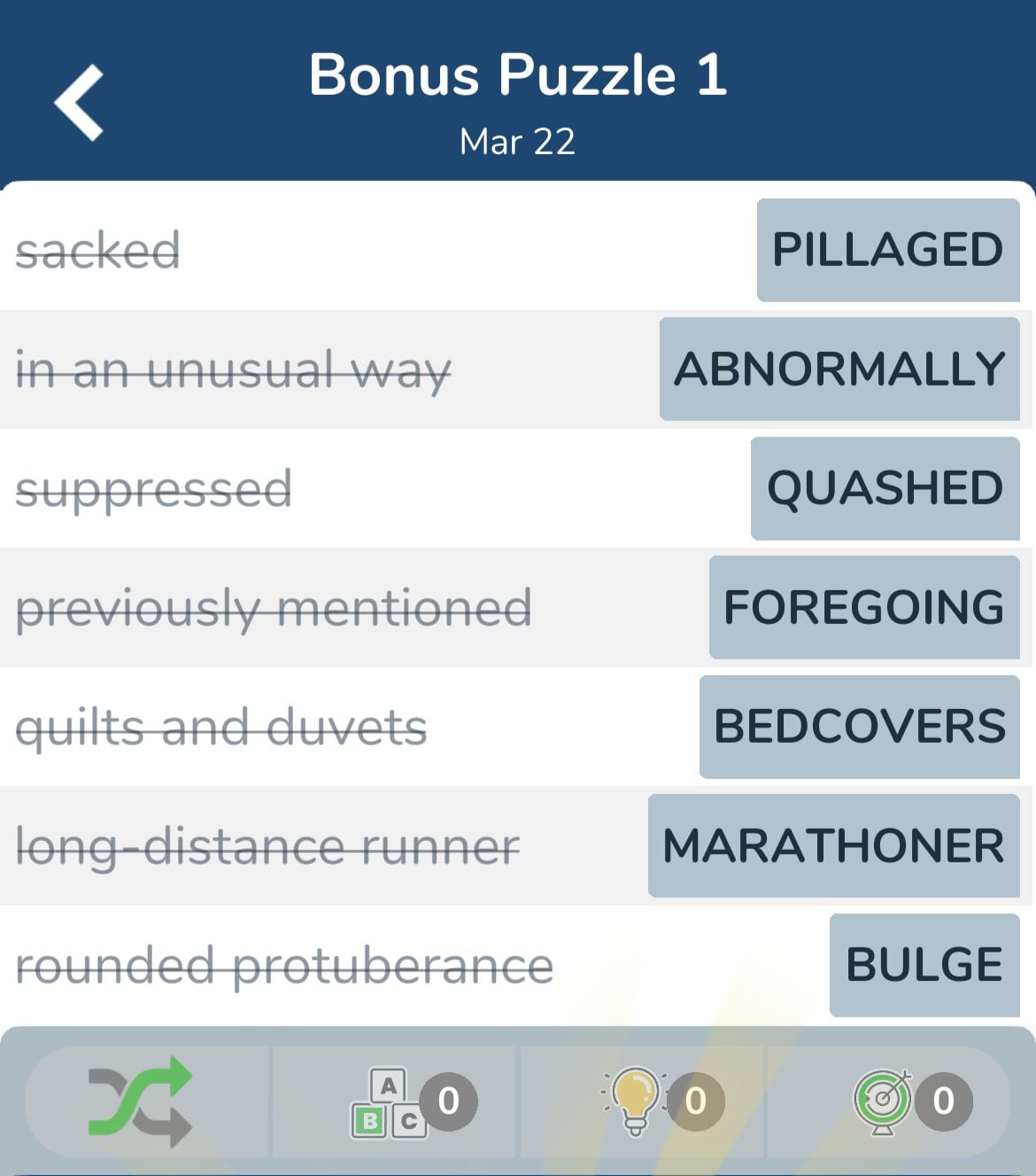 7 Little Words March 22 2024 Bonus 1