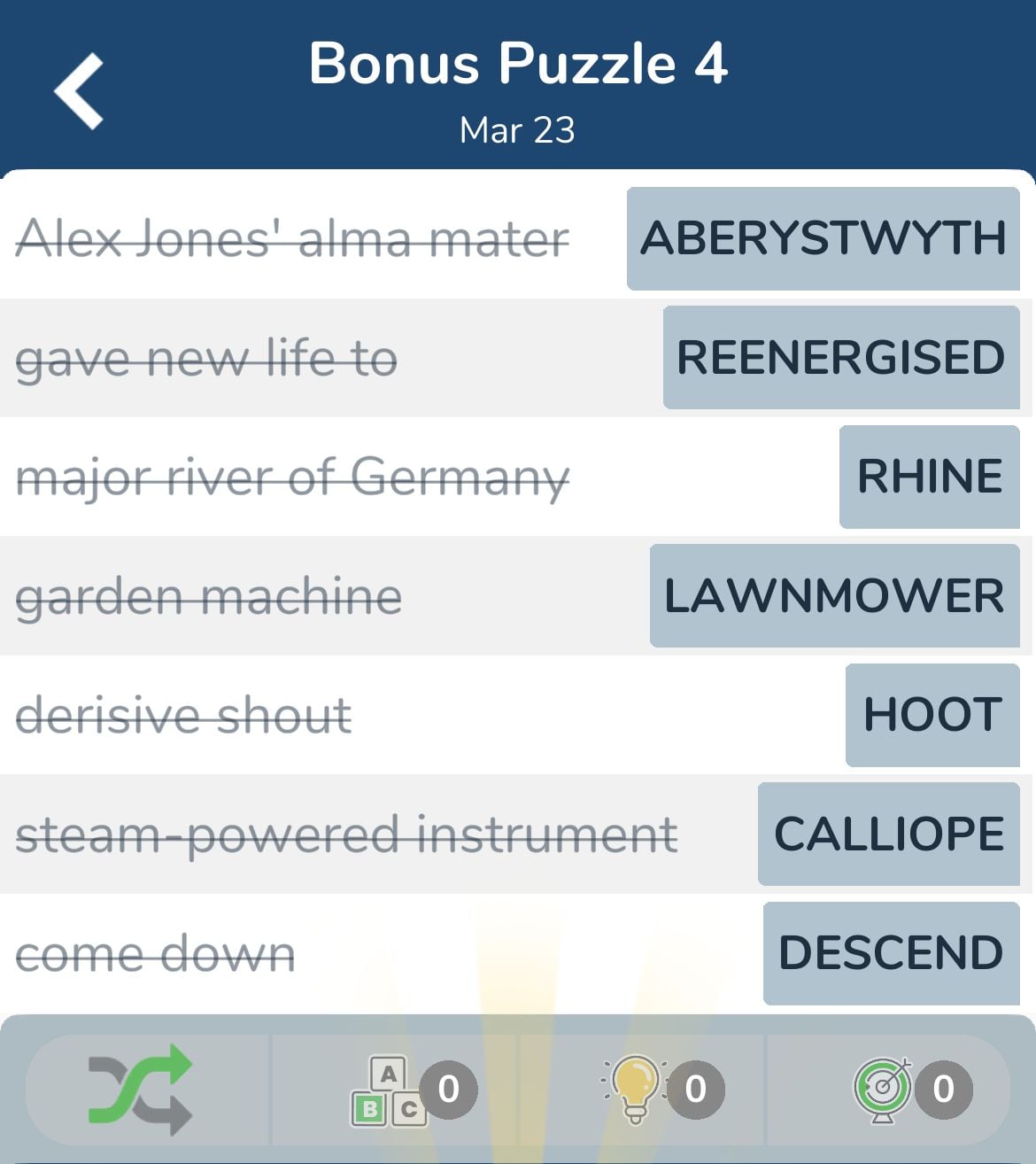 7 Little Words March 23 2024 Bonus 4