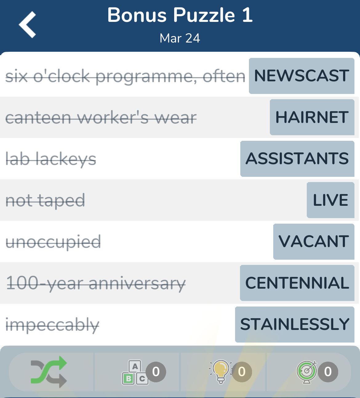 7 Little Words March 24 2024 Bonus 1