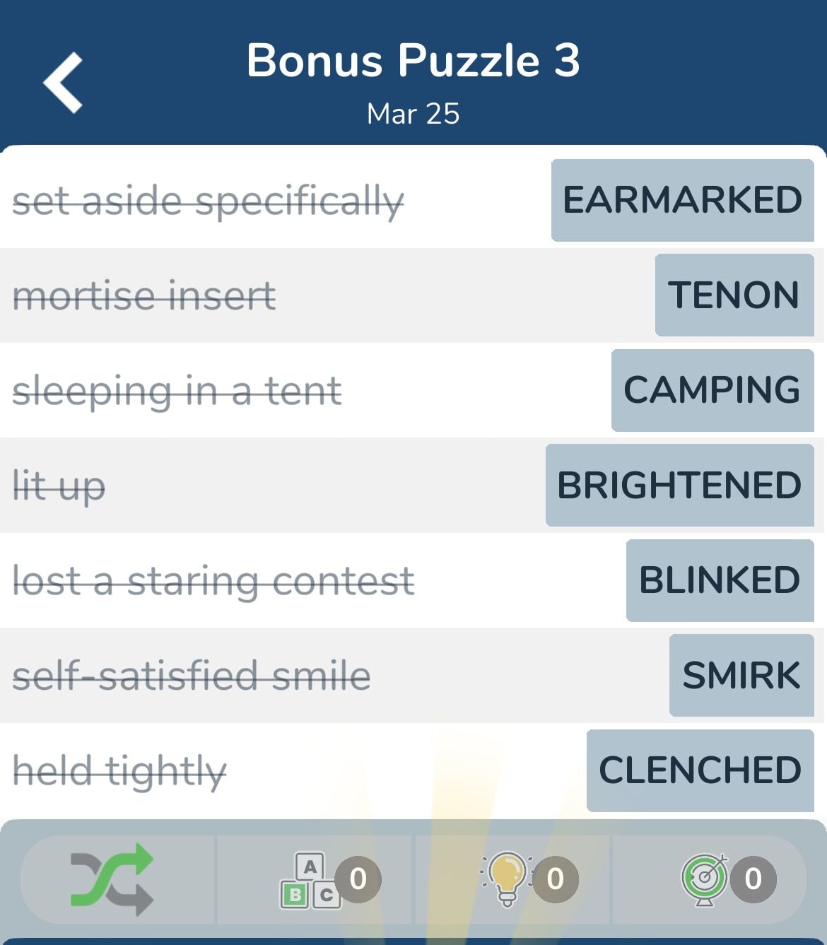 7 Little Words March 25 2024 Bonus 3