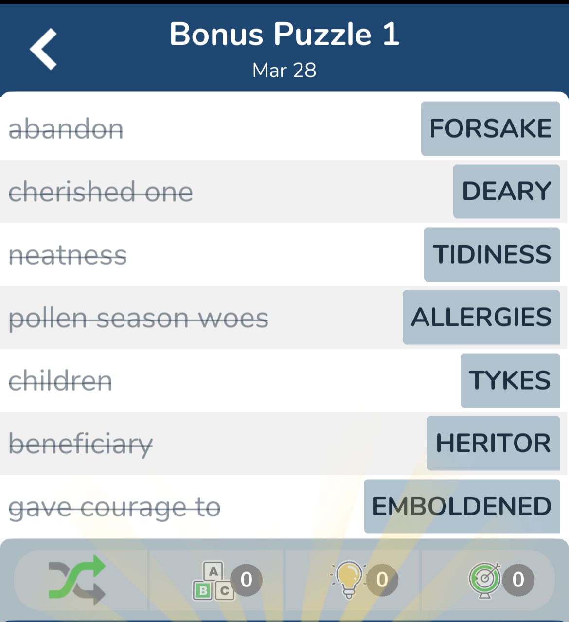 7 Little Words March 28 2024 Bonus 1