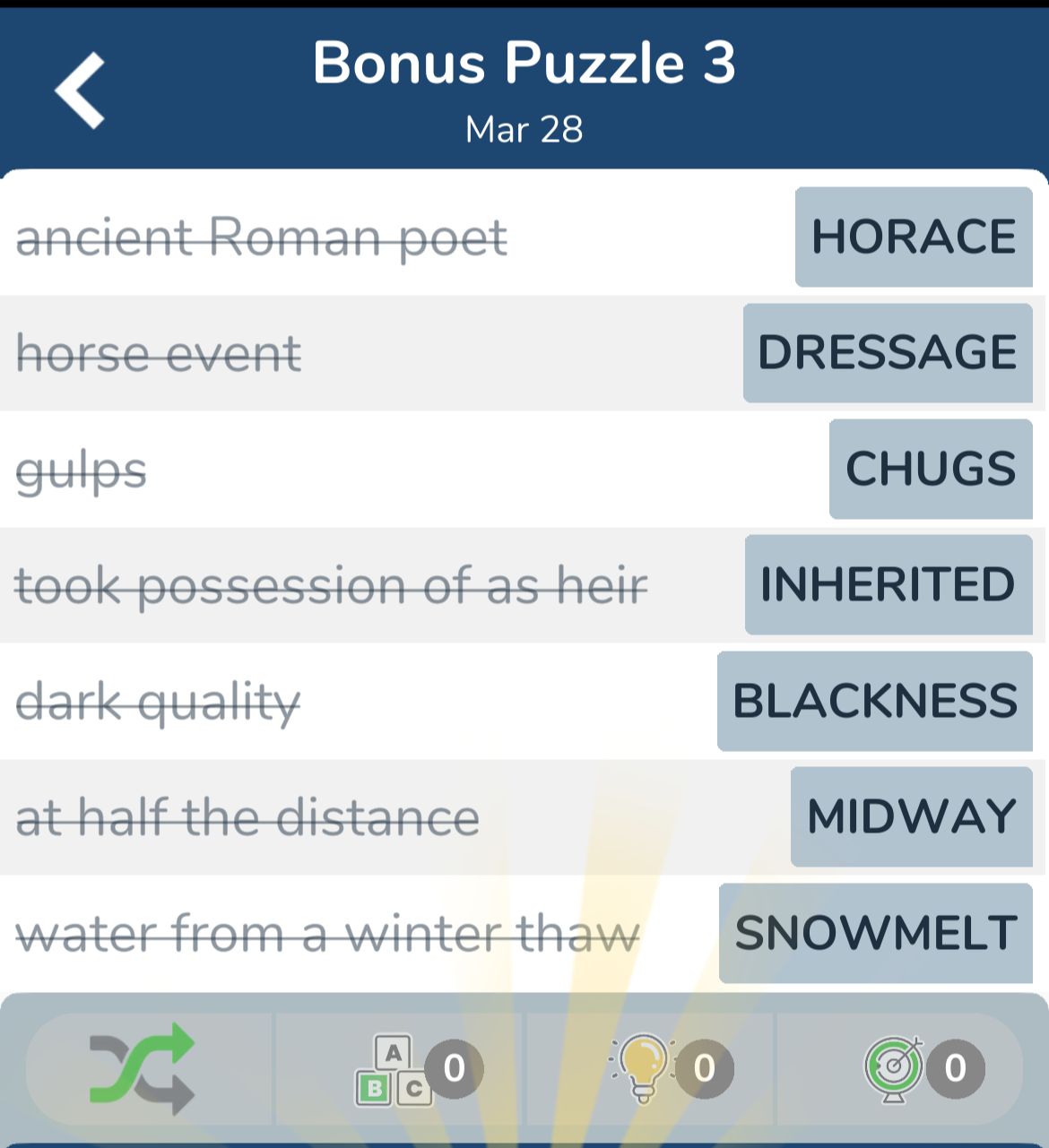 7 Little Words March 28 2024 Bonus 3