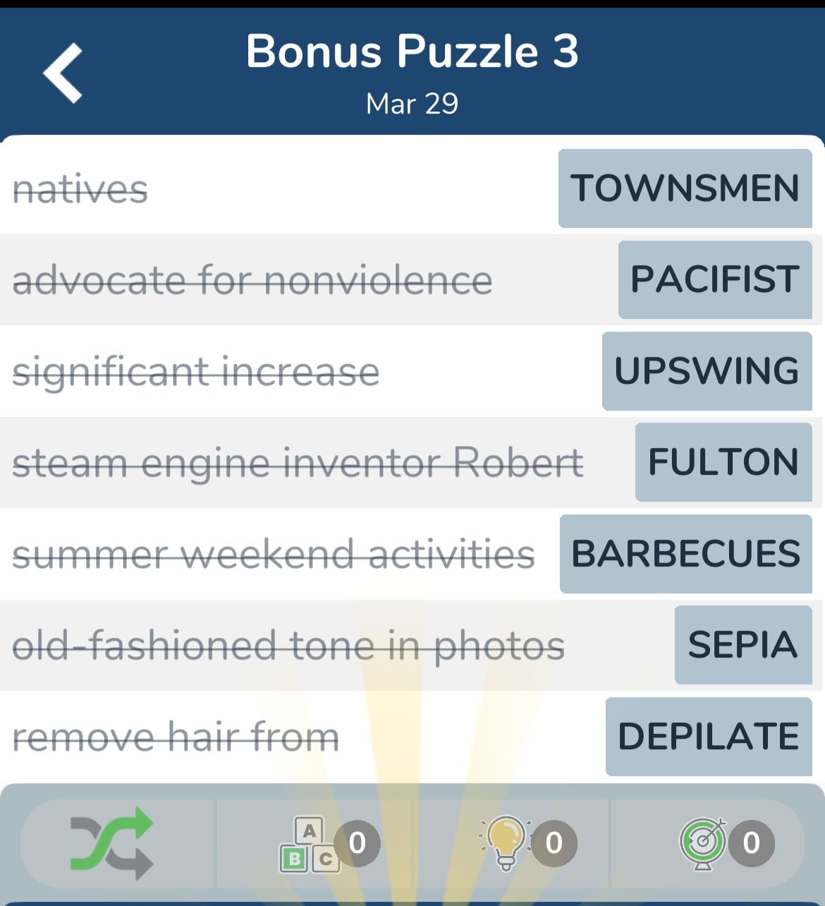 7 Little Words March 29 2024 Bonus 3