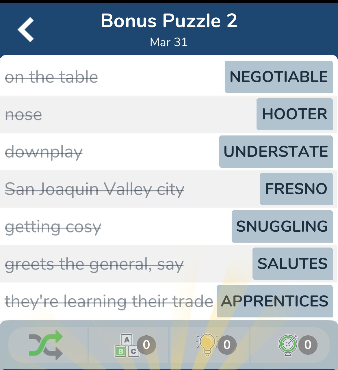 7 Little Words March 31 2024 Bonus 2