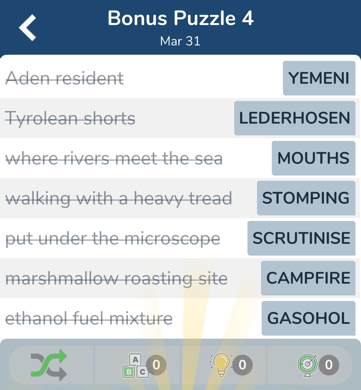 7 Little Words March 31 2024 Bonus 4
