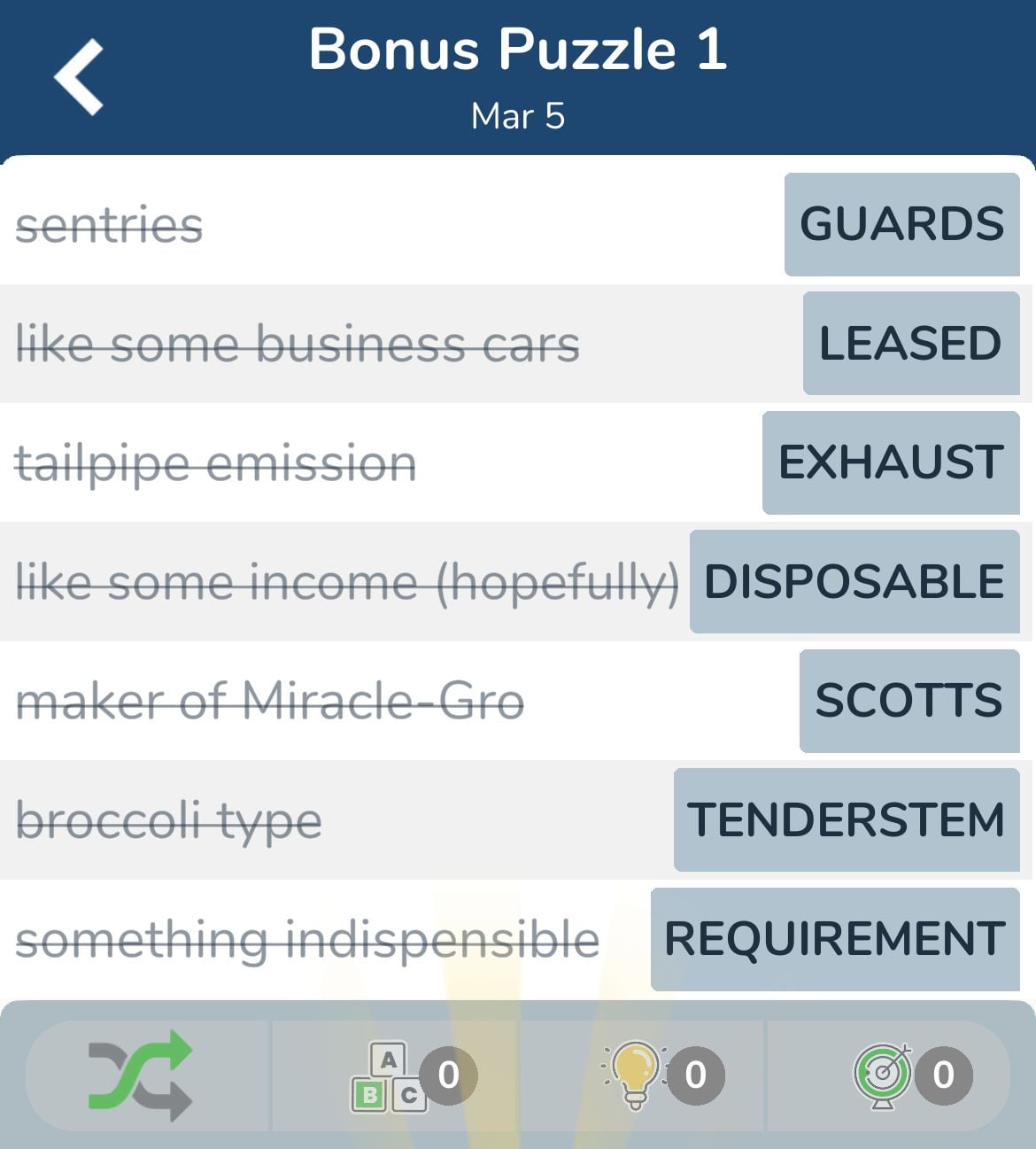 7 Little Words March 5 2024 Bonus 1
