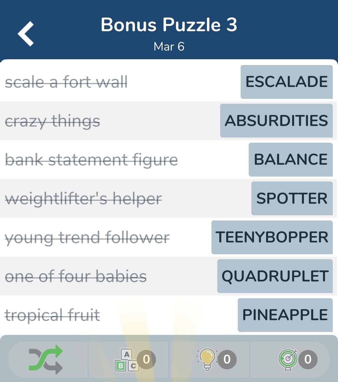 7 Little Words March 6 2024 Bonus 3
