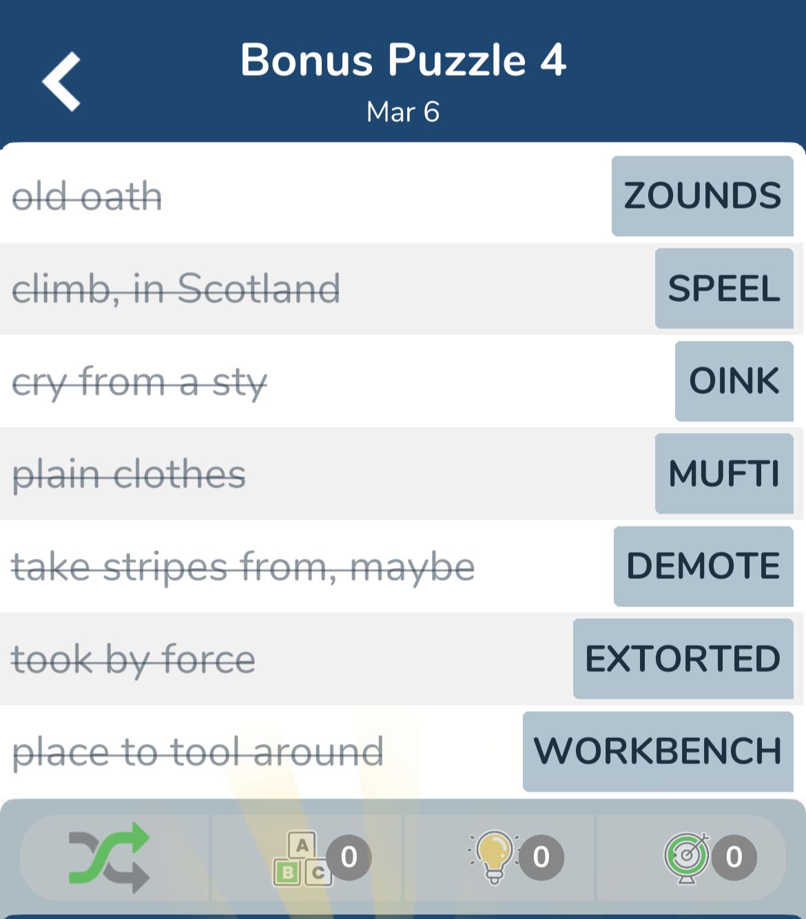 7 Little Words March 6 2024 Bonus 4