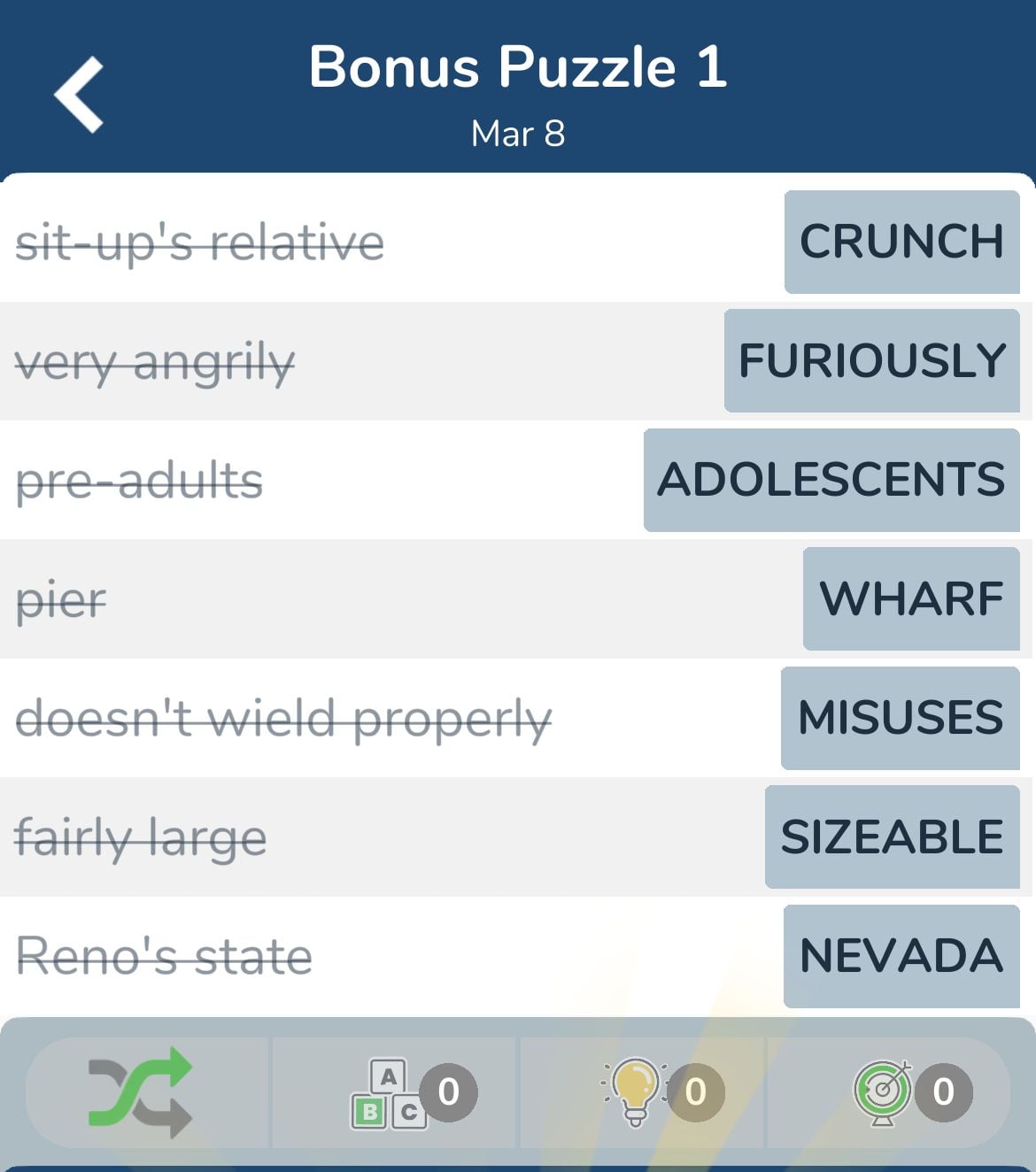 7 Little Words March 8 2024 Bonus 1