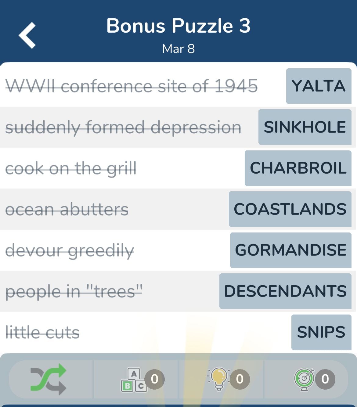7 Little Words March 8 2024 Bonus 3