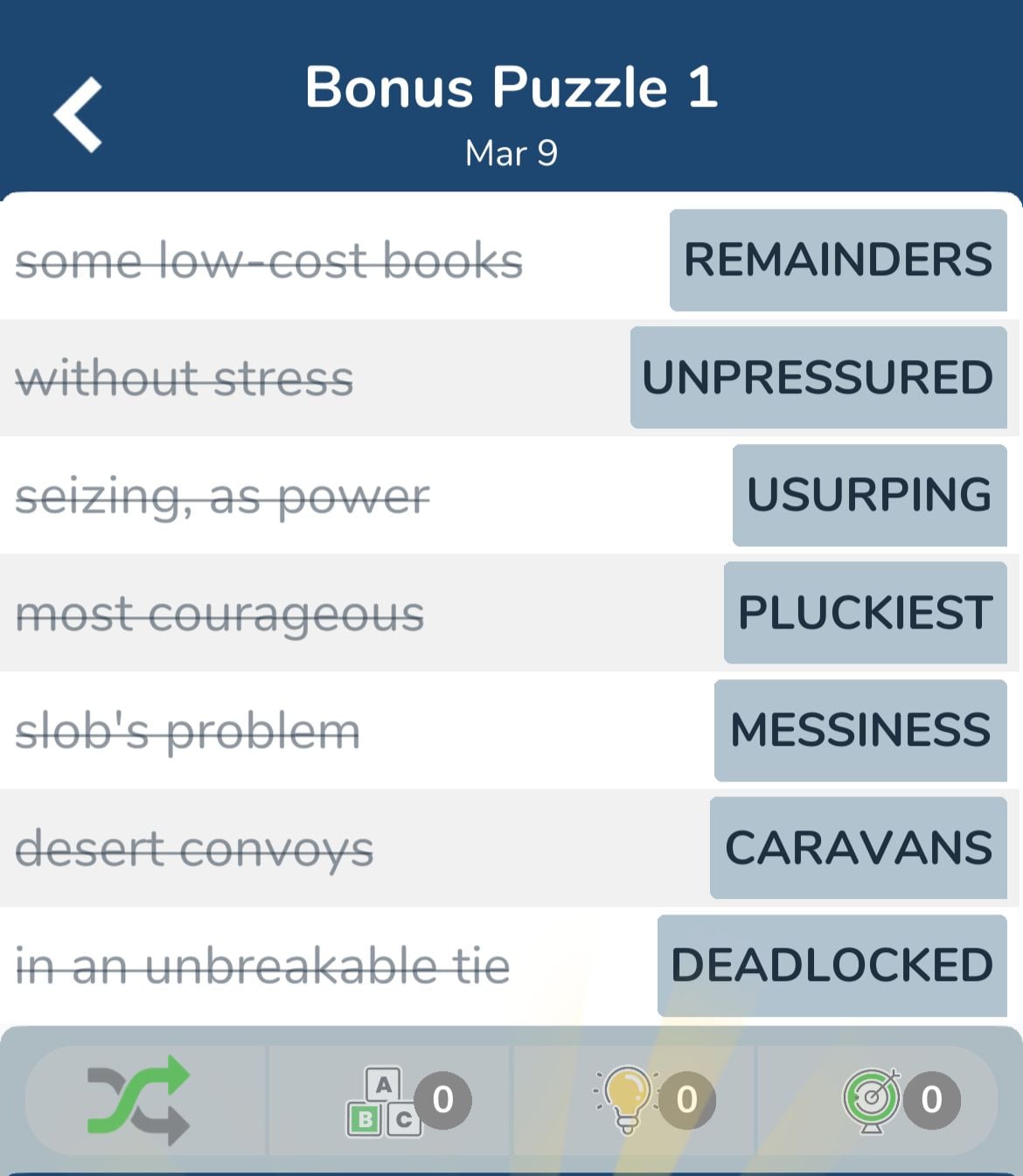 7 Little Words March 9 2024 Bonus 1